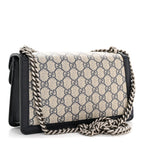 GG Supreme Monogram Textured Dollar Calfskin Small Rectangular Dionysus Shoulder Bag Beige Blue