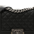 Caviar Quilted Small Boy Flap Black