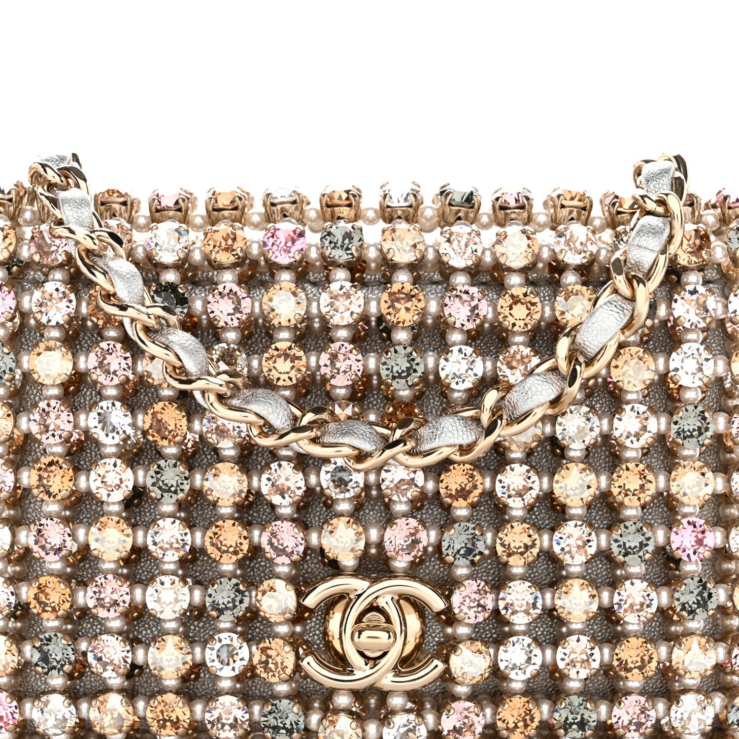 Metal Pearl Minaudiere CC Mini Evening Bag Multicolor