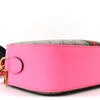 GG Supreme Monogram Textured Dollar Calfskin Web Ophidia Small Crossbody Bag Beige Ebony Fuchsia