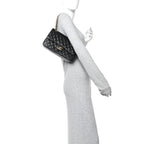 Caviar Quilted Medium Double Flap Black