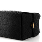 Washed Denim Quilted Medium Chanel 25 Handbag Black
