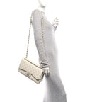 Caviar Quilted Jumbo Double Flap White