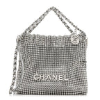 Crystal Embellished Metallic Lambskin Mini Chanel 22 Silver