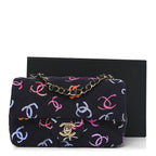 Printed Fabric Quilted Mini Rectangular Flap Black Pink Blue Yellow Orange