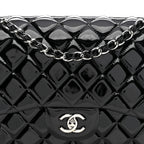 Patent Quilted Jumbo Double Flap Black