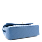 Caviar Quilted Small Double Flap Blue