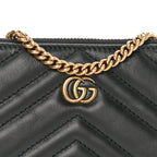 Calfskin Matelasse Mini GG Marmont Chain Bag Black