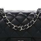 Lambskin Quilted Mini Rectangular Flap Black