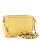 Caviar Quilted CC Filigree Clutch With Chain Yellow