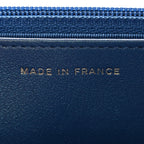 Iridescent Caviar Quilted Wallet on Chain WOC Dark Blue