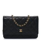 Caviar Quilted Wallet on Chain WOC Black