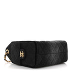 Washed Denim Quilted Mini Chanel 25 Handbag Black