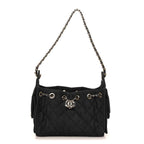 Denim Quilted Mini Chanel 25 Handbag Dark Blue