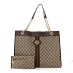 GG Supreme Monogram Large Rajah Chain Tote Beige New Acero