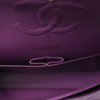 Caviar Quilted Medium Double Flap Purple