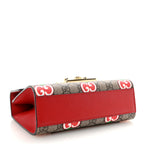 GG Supreme Monogram Apple Small Padlock Shoulder Bag Beige Multicolor Lobster Red