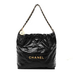 Shiny Calfskin Quilted Small Chanel 22 Black