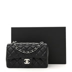 Lambskin Quilted Mini Rectangular Flap Black