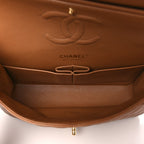 Lambskin Quilted Medium Double Flap Brown