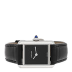 Stainless Steel Alligator 22mm Must de Cartier Tank Quartz Watch Black