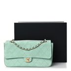 Suede Calfskin Small Souplissimo Maxi Flap Green
