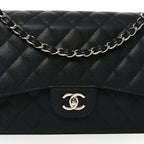 Caviar Quilted Jumbo Double Flap Black