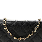Caviar Quilted Wallet on Chain WOC Black