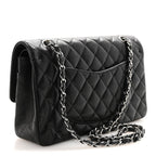Caviar Quilted Medium Double Flap Black