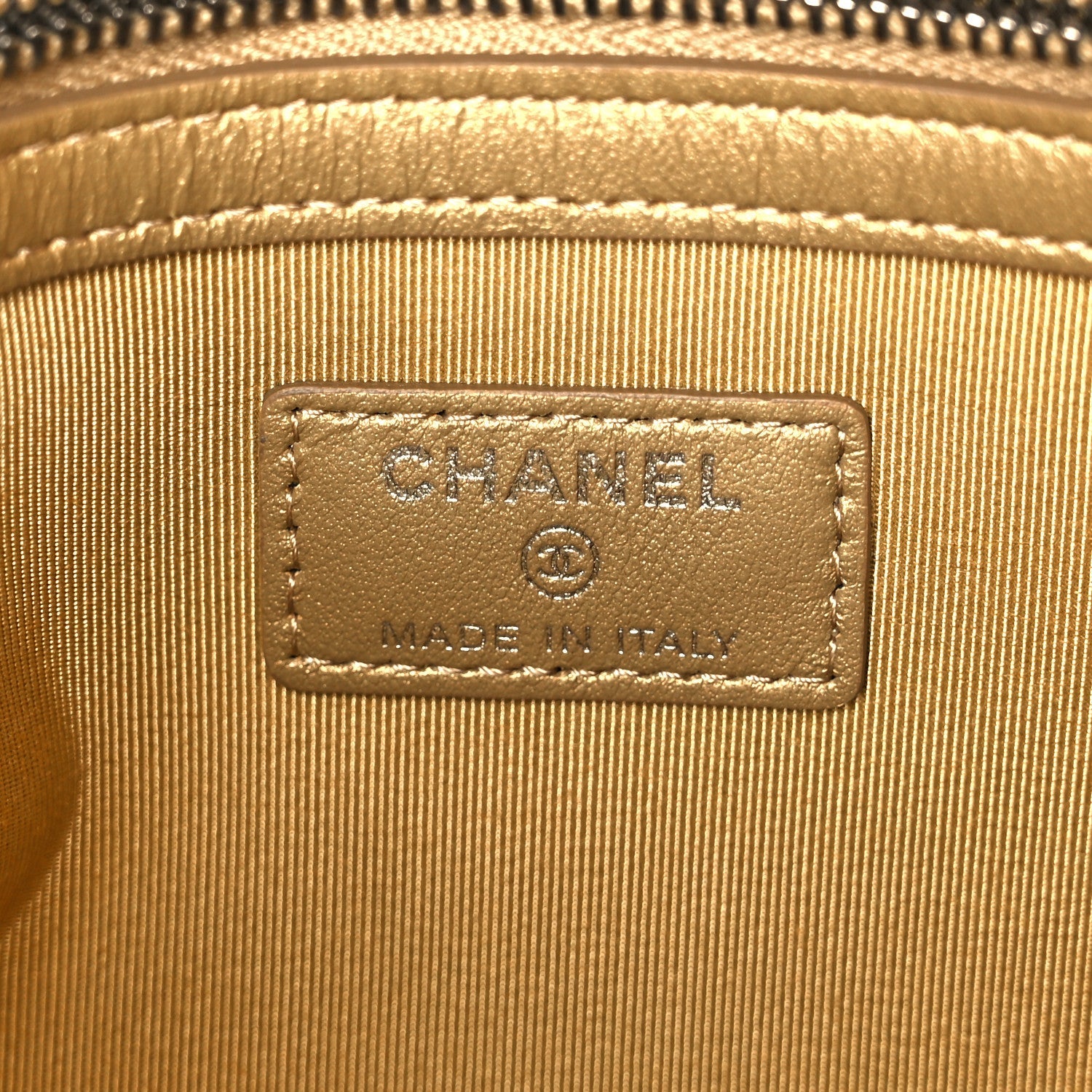 Metallic Calfskin Crocodile Embossed Medium Gabrielle Cosmetic Case Gold