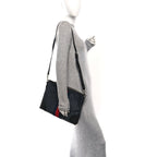 Soft GG Supreme Monogram Appia Calfskin Web East West Messenger Bag Black Grey