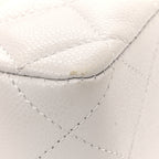 Caviar Quilted Medium Double Flap Light Grey