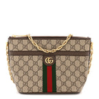 GG Supreme Monogram Web Ophidia Chain Shoulder Bag Brown