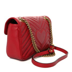 Calfskin Matelasse Small GG Marmont Shoulder Bag Hibiscus Red