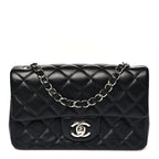 Lambskin Quilted Mini Rectangular Flap Black