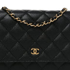 Caviar Quilted Wallet on Chain WOC Black