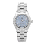 Stainless Steel Diamond Blue Mother of Pearl 27mm Aquaracer Lady Quartz Watch WAF1419