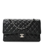Caviar Quilted Medium Double Flap Black