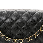 Caviar Quilted Medium Double Flap Black