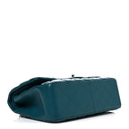 Lambskin Quilted Jumbo Double Flap Turquoise