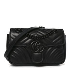 Calfskin Matelasse Monochrome Mini GG Marmont Shoulder Bag Black