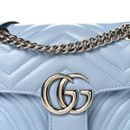 Calfskin Matelasse Mini GG Marmont Shoulder Bag Porcelain Light Blue