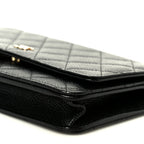 Caviar Quilted Wallet on Chain WOC Black