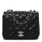 Lambskin Quilted Mini Square Flap Black
