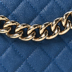 Iridescent Caviar Quilted Medium Boy Flap Dark Blue