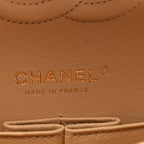 Caviar Quilted Medium Double Flap Beige