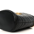 Calfskin Matelasse Mini GG Marmont 2.0 Bucket Bag Black