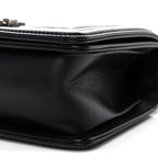Calfskin Quilted Small Boy Flap Black