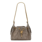 Suede Quilted Mini Chanel 25 Handbag Dark Grey