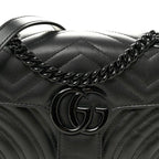 Calfskin Matelasse Monochrome Mini GG Marmont Shoulder Bag Black